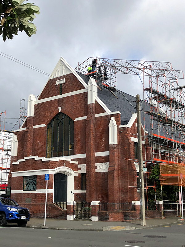 heritage church scaffolding erected