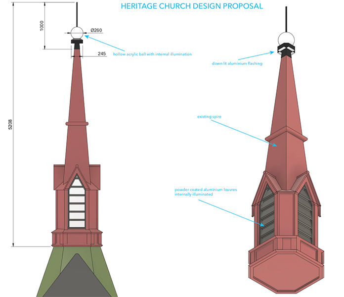 church spire build and fabrication design engineering
