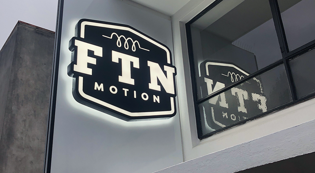 Fabricated aluminium backlit LED sign for FTN Motion